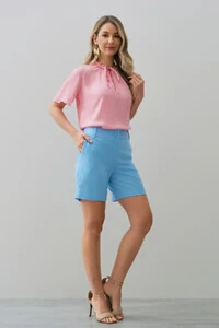 Blusa Manga Reglan Gola Babadinho Decote V Laço