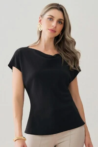 Blusa Manga Morcego Decote Drapeado
