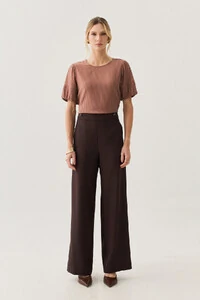 Blusa de Textura Listrada Manga Balonê