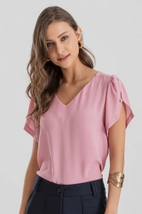 Blusa manga aberta botão forrado