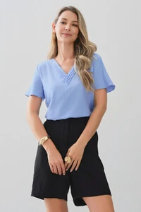 Blusa Decote V Preguinhas Triple