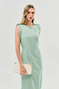 Vestido Midi Regata Transpassada Ombro Martingale Gold