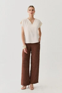 Pantalona Slim Risca de Giz Botões Gold