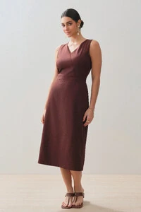 Vestido Midi Regata Decote V Recorte