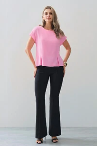 Blusa Acinturada Manga Morcego Pregas