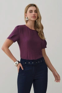 Blusa Manga Prega Recortes