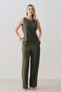 Conjunto de Regata Prega Gold Double e Calça Reta Nervura