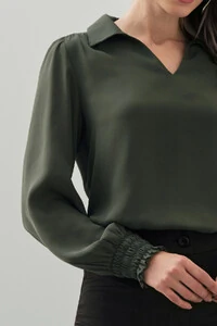 Blusa Manga Longa Punho Lastex Gola Polo Deocte V