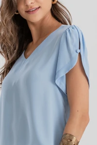 Blusa manga aberta botão forrado