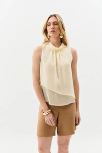 Regata de Chiffon Yoryu Transpassada Assimétrica Gola Dobrada
