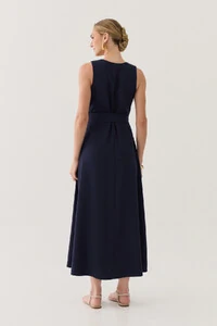 Vestido Midi Regata Transpassado de Alfaiataria Cinto