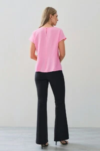 Blusa Acinturada Manga Morcego Pregas