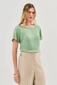Blusa Manga Morcego Decote Cut Out Gold