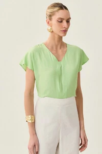 Blusa Manga Morcego Decote V Recorte