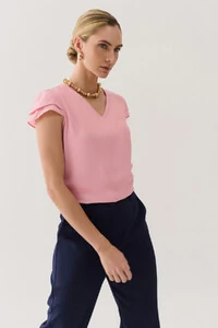 Blusa Manga Dupla Decote V