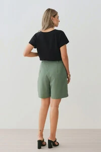 Blusa Manga Raglan Decote Gota Mini Botão Forrado