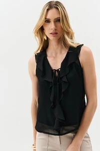 Regata de Chiffon Yoryu Decote V Babado Laço