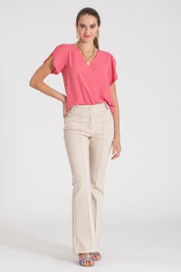 Blusa manga aberta botão forrado