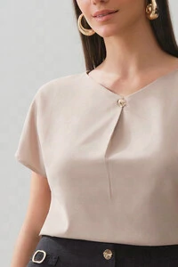 Blusa Manga Morcego Abertura Decote V Prega Gold
