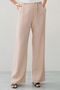 Calça Reta Cintura Elástico Laço Fino