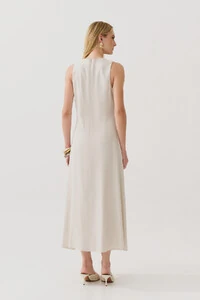 Vestido Midi Regata de Linho Recorte