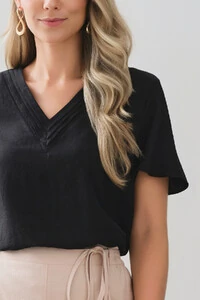 Blusa Decote V Preguinhas Triple