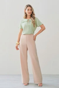 Blusa Decote Laço Pregas Double