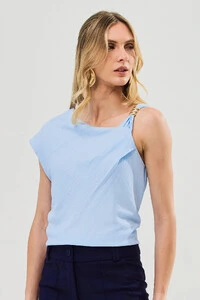 Blusa Assimétrica Alça Gold Pregas