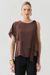 Blusa Assimétrica Dupla Transpassada Um Ombro Só Laço