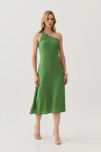 Vestido Midi Regata Assimétrico Um Ombro Só Gold