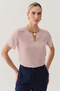 Blusa Decote Cavado Ombro Nervura