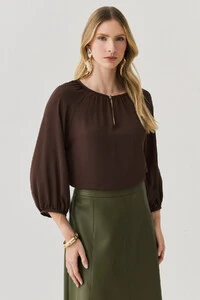 Blusa Manga 3/4 Raglan Decote Gota Gold