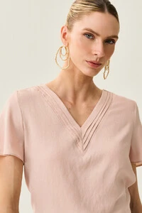 Blusa Decote V Preguinhas Triple