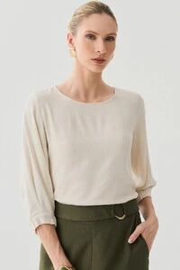Blusa Manga 3/4 Elástico Pregas