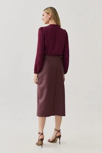 Blusa Manga Longa Punho Gola Baixa Mini Botões Triple