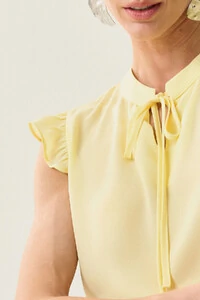 Regata Gola Baixa Laço Ombro Babado