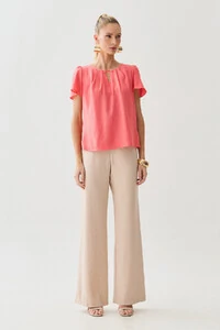 Blusa Decote Vazado Pregas Gold Double