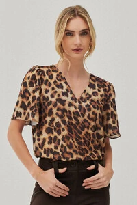 BLUSA ONÇA DECOTE V