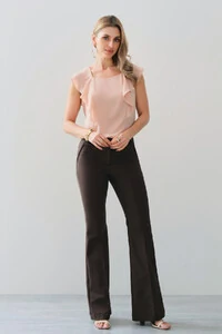 Regata Decote Quadrado Recortes Babado Laço Costas