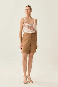 Blusa de Alça Cordão Folhagem Decote V