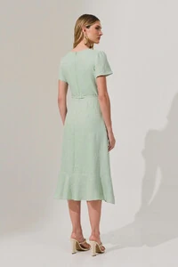 Vestido Midi Transpassado Camada Laço
