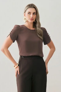 Blusa Manga Mini Botões Forrados Triple