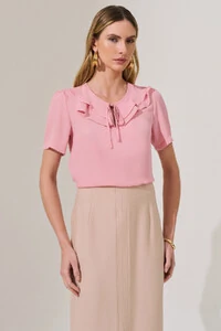 Blusa Decote Vazado Babado Double Laço
