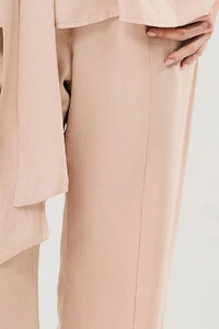 Conjunto de Blusa Regata Frente Única Faixa e Pantalona Nervura