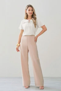 Blusa Decote Laço Pregas Double