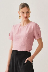 Blusa Manga Prega Recortes