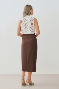 Regata Abstrata Gola Baixa Laço Decote V Ombro Prega