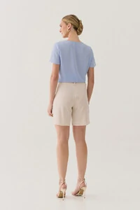 Blusa Decote V Babado Laço