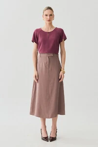 Blusa Manga Raglan Decote Gota Mini Botão Forrado