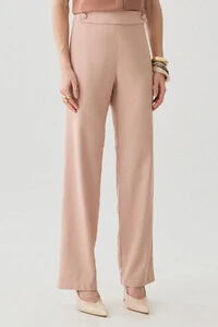 Calça Reta Botões Forrados Double